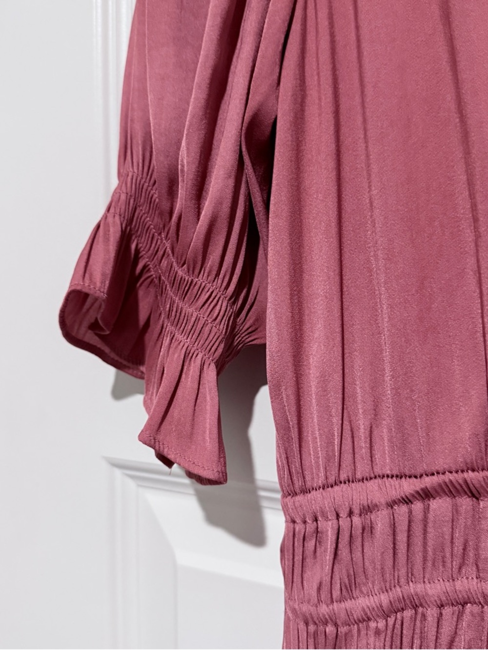 Current Air by Anthropologie Rose-Mauve Midi Dress with Ruffle Collar Size S - Picture 7 of 11